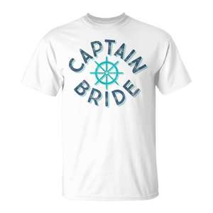 Captain Bride Nautical Wedding T-Shirt <b>Ship</b> <b>Wheel</b> Design White - Product Image 1