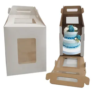 婚礼大容器包装瓦楞纸箱窗户层蛋糕载体高蛋糕盒带手柄