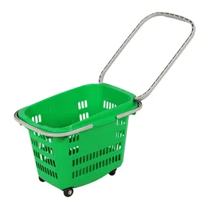 Highbright Supermarket Mercearia Cesta De Compras Cesta De Rolamento De Plástico PP para Venda