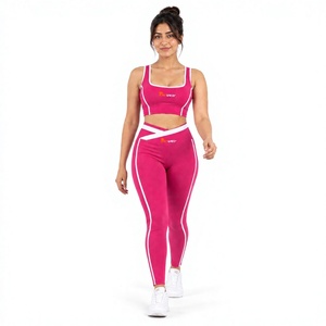 Yoga Activewear Set High Waist <b>Leggings</b> <b>Crop</b> Sports Bra Fitness Workout Clothing Gym Training Outfit Custom Private Label OEM - Product Image 1