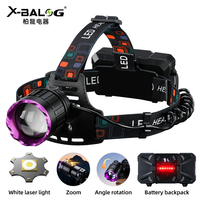 Lámpara Frontal de Aluminio con Clasificación IP55, 90° Ajustable, Recargable, LED, con Intensidad Regulable, para Camping y Actividades al Aire Libre