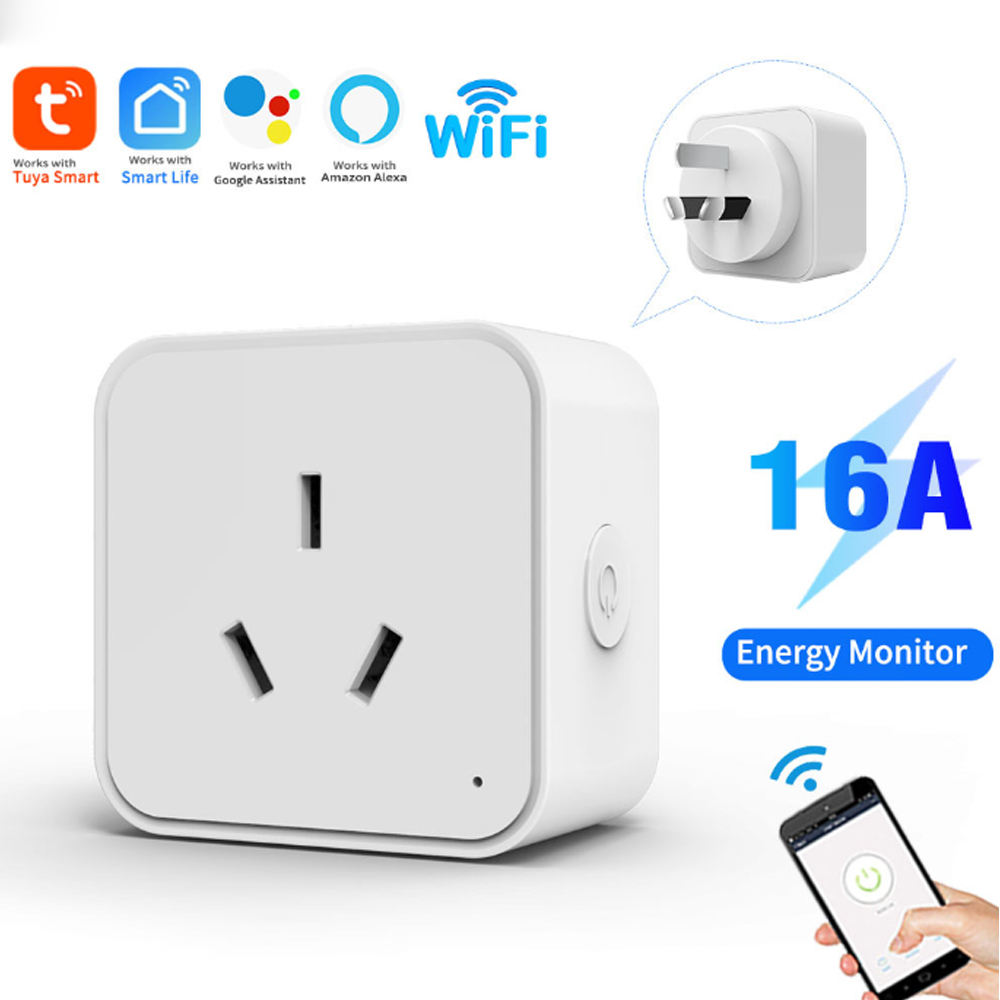 HONPNK AU 16A Tuya WiFi Smart Plug ABS Voice/Remote App Control/Timer Function Tuya Alexa Google Assistant