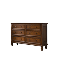Commode de chambre à coucher de style accentué en bois, commode à tiroirs larges pour mobilier de chambre à coucher, usage domestique