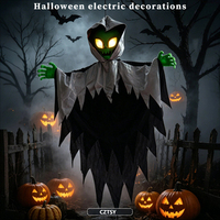 Nouveau pendentif extraterrestre lumineux pour Halloween, accessoire de décoration pour fête d'horreur à commande vocale, fantôme suspendu