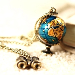 <span class=keywords><strong>Collana</strong></span> Fai-da-Te con Globo Terrestre, Ciondolo Mappa del Mondo Vintage, Gioiello Artigianale con Terra Rotante - Product Image 2