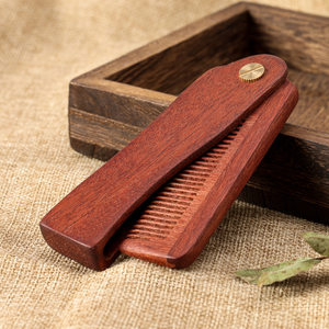 Fabrik preis Tragbarer anti statischer Sandelholz-Klapp kamm Custom Classic Mens <span class=keywords><strong>Pocket</strong></span> Faltbarer Bartkamm für den Heim-oder Salon gebrauch - Product Image 3