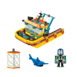 628件深海场景积木套装环保简易塑料积木儿童玩具