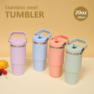 Gobelet isotherme à double paroi de 20 oz avec couvercle à paille et poignée de transport, sans BPA, tasse portable qui s'adapte parfaitement au porte-gobelet de voiture - Product Image 1