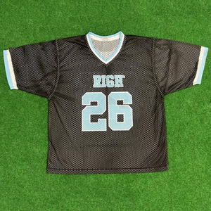 เสื้อฟุตบอลผ้าคอตตอนผ้าโพลีเอสเตอร์ถักสำหรับผู้ชายเสื้อยืดตาข่ายกีฬาผ้าโพลีเอสเตอร์สไตล์บ็อกซี่พิมพ์ลายสกรีนผ้าไหม - Product Image 2