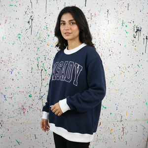 CASADY <b>Mock</b> <b>Neck</b> Sweatshirt 100% Cotton Applique Embroidery wide <b>neck</b> Sweatshirt sorority wear Finer Threads - Product Image 1