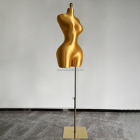 Mannequin ajustable en tissu doré foncé, demi-corps, pour robe brésilienne BBL, grande taille, forte poitrine, fesses généreuses, pour présentation de vêtements féminins sexy