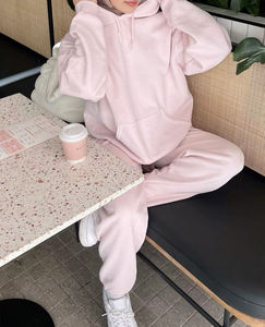 Conjunto de Moletom Casual Feminino Personalizado em Rosa com Bordado, Blusa de Capuz e Calças de Moletom, Atacado - Product Image 2