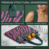 Boutique Zebra-Strick-Tragetasche mit Innenfutter und Magnetverschluss Premium Gestrickte Handtasche mit Innentasche und Individuellem Logo