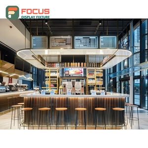 Expositor de café creativo con estantes escalonados para botellas de jarabe, estantería de exhibición de productos de madera mate para área de venta al por menor - Product Image 1