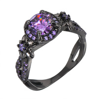 Vente en gros de bagues pour femmes et hommes Personnalité de la mode bague de fiançailles en zircon opale incrusté d'or noir