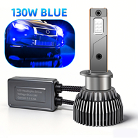 Phare et feu antibrouillard LED bleu profond 130W, ampoule universelle étanche H1 H7 9005 9006 pour voiture