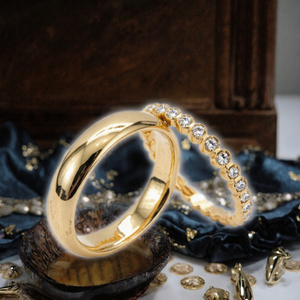 Anillo de Compromiso y Matrimonio Clásico de Oro Amarillo Sólido de 14k con Diamantes Ruyi 2024 para Hombre y Mujer, Certificado por IGI - Product Image 3