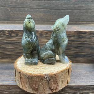 Figurines de loup en pierres naturelles de 2 pouces, sculptures artisanales en cristal de guérison, cadeaux en cristal d'améthyste, animaux mignons - Product Image 6