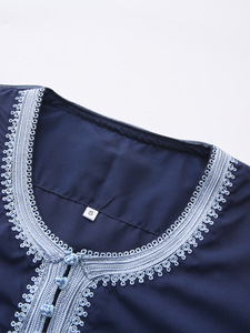 Turbanti in Poliestere per Uomo Stile Mediorientale, Maniche Lunghe Ricamate a Mano con Bottoni, Regalo Festivo, Thawb Arabo da Preghiera - Product Image 4