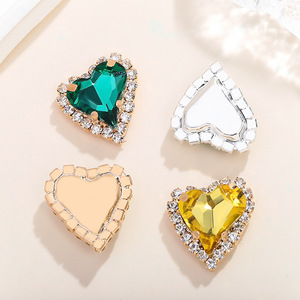 Nantong Rhinestones Heart Crystal <b>Buttons</b> With Rhinestone Edging For Wedding Dress DIY Jewelry Accessories - Product Image 2