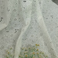 Tela Brocada Tejida con Encaje de Flores de Voile para Tela de Ojales 100% Algodón para Vestidos de Novia