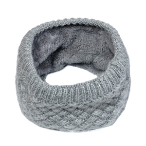 HZW-18179 Winter Double-Layer Soft Fleece Lined Thick Knit Neck Warmer Circle Scarf Windproof Fur <strong>Snood</strong> - Product Image 4