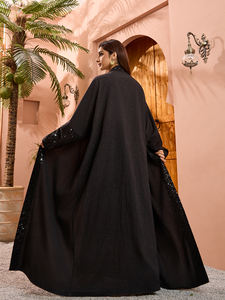 Dubai Arabian Open Embroidered <strong>Abaya</strong> with Hijab Fashionable Outerwear Muslim Black Robe Coat Wholesale Islamic Women's Clothing - Product Image 5
