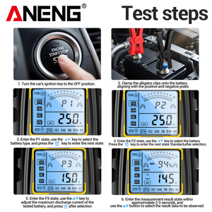 Aneng เครื่องทดสอบแบตเตอรี่รถยนต์จำเป็น BT175 12V/24V 100-1700 CCA อุปกรณ์วิเคราะห์เริ่มชาร์จแบตเตอรี่ตะกั่วกรด100% - Product Image 5