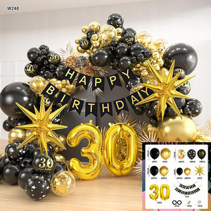 Fondo de escenario de fiesta, Kit de arco de globos, Oro Negro, 70 cumpleaños, suministros para fiesta, decoraciones con cartel de feliz cumpleaños - Product Image 6