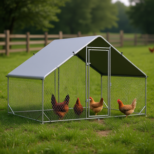 Gallinero Metálico Plateado de 10' x 6.5' x 6.5' con Cubierta para Aves de Corral, para Patio Exterior, con Estructura de Acero Inoxidable - Product Image 2