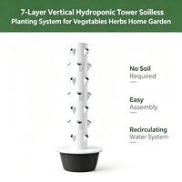 Tour de culture hydroponique verticale à 7 niveaux avec système de recirculation d'eau, en plastique ABS de qualité alimentaire, gain de place pour légumes-feuilles
