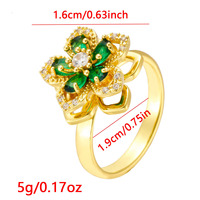 Bague Spinner en Diamant Zircon Plaqué Or 18k pour Femme Tempérament Léger Luxe Ouvert Marguerite Étoile Lune