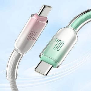 Full Protocol Charger <b>Cable</b> 60W Transparent Shell Gradient Braided Type-C to Type-c Fast Charging <b>Cable</b> for Apple 16 15 Android - Product Image 1