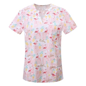 Uniformes Médicos con Estampado Floral y <span class=keywords><strong>Animal</strong></span>, Diseño Nuevo 2024, Blusa de Enfermería, Ropa de Trabajo para Clínica Dental, Conjuntos de Uniformes Médicos - Product Image 4
