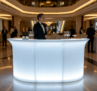 Comptoir de bar mobile lumineux à LED RGB, mobilier de bar pour événements extérieurs, discothèques, mariages, fêtes, étanche - Grande Vente