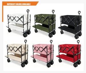 Fabrik-Großhandel Faltbarer OEM Schwerlast-Stahlrahmen Doppelschichtiger Camping-Trolley 200KG Tragfähigkeit für Einkaufszwecke - Product Image 5