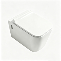 WC suspendu mural en céramique blanche sans bride, style moderne, cuvette carrée, chasse d'eau monobloc, pour hôtel et villa