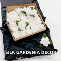 Fleurs artificielles de mariage, gardénia blanc en mousse PE, fleurs faites à la main au toucher réel pour Noël, la fête des mères, décoration intérieure, vente en gros