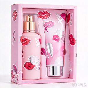 Set de Regalo de Loción Corporal Rosa de Marca Privada, Kit Hidratante para el Cuidado de la Piel, Botella con Atomizador y Tubo, para Uso en el Baño - Product Image 1