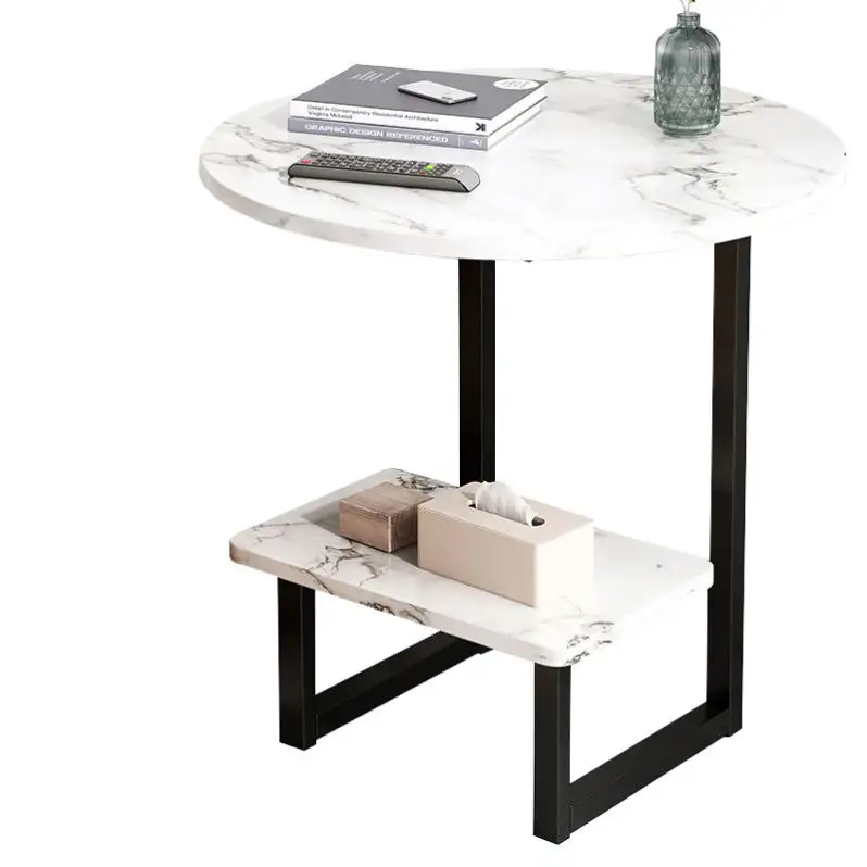 İskandinav Modern oturma odası mobilya yan uç merkezi çay masası ahşap yuvarlak şekilli mermer masa sehpa