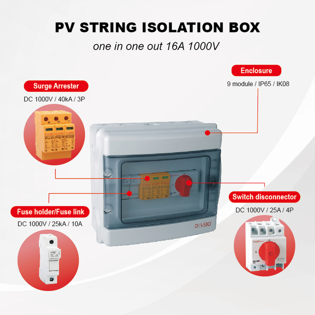 ONESTO Solar Junction Box String Box for PV System with Fuse Wall Mounted PV Combiner Box