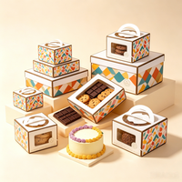 Boîte à gâteau transparente portable de 4 pouces avec poignée, impression mignonne, pour mousse et desserts, idéale pour la vente en gros aux boulangeries