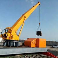 Grue marine à flèche rigide de 31 m de long, capacité 1-20 tonnes, avec treuil hydraulique, commande à distance, moteur, engrenages et roulements, montée sur pont