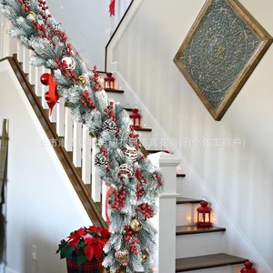 Guirlande artificielle de pin à fleurs, 72 mailles, blanche, pour décoration intérieure et extérieure de Noël - Product Image 4