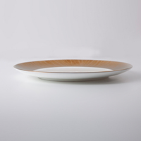 Shengjing vaisselle de table ronde créative en porcelaine à bord doré, assiettes en céramique pour Restaurant hôtel