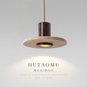 Yellow Travertine Chandelier Round Single Head Led <b>Light</b> Home Dining Room Bedroom Pendant <b>Light</b> - Product Image 3