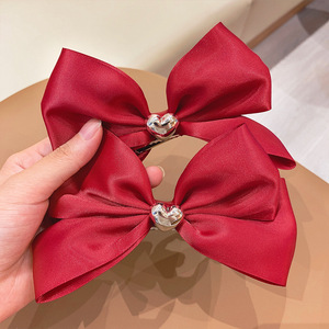 Children's hair <b>clips</b>, <b>bow</b> hairpins, girls' headdresses, satin heart princess hair accessories, duckbill <b>clips</b>, mermaid - Product Image 3
