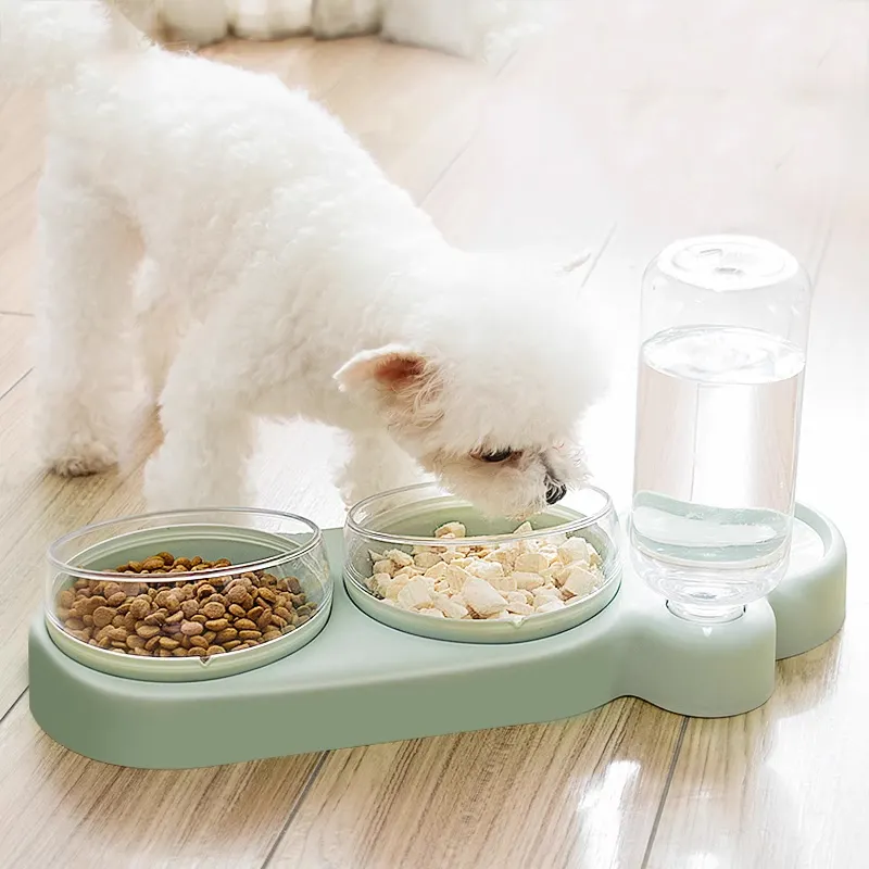 3 Trong 1 Cho Ăn Uống Dispenser Bát Nhựa Hiện Đại Pet Dog Bát Và Thức Ăn Pet Nước Dispenser Đài Phun Nước Với Cảm Biến
