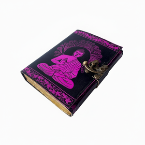 Diario de cuero de Buda, libro antiguo, hechizo, hecho a mano, Deckle, papel de arte, Negro, Rosa, en relieve, planificador Vintage, cuaderno de bocetos, regalo - Product Image 1