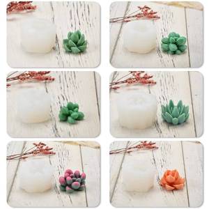 MUYULINS FACTORY Handmade succulent plant flower mold, used candles and cactus, LFGB-grade <b>silicone</b> mold for candle making - Product Image 6